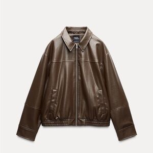 NWT Zara Bomber Leather Jacket